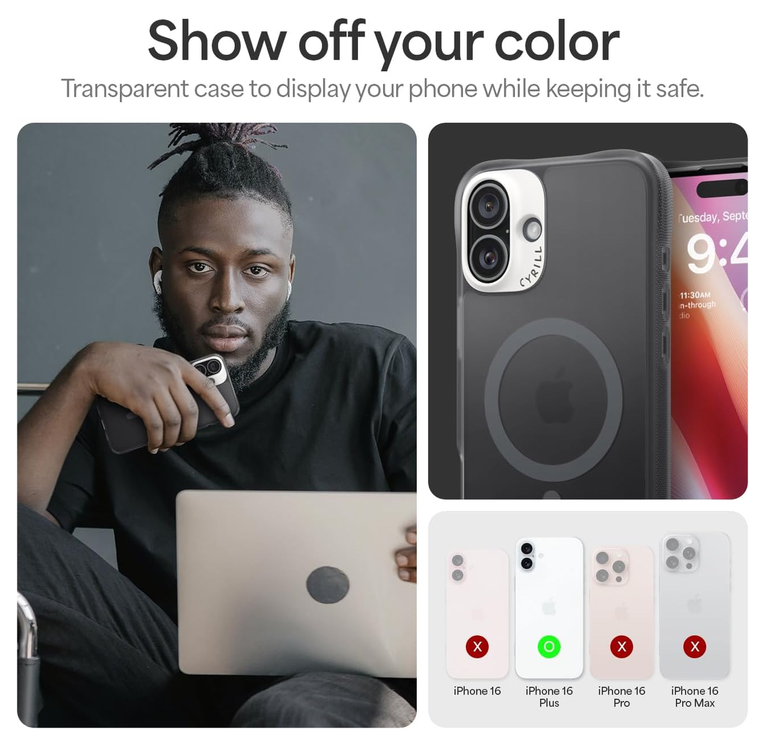 Spigen Cyrill Ultra Sheer Mag Apple iPhone 16 Plus Hoesje MagSafe Grijs afbeelding 7