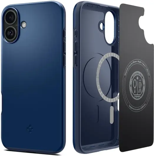 Spigen Thin Fit MagFit Apple iPhone 16 Hoesje MagSafe Back Cover Blauw afbeelding 1
