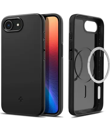 Spigen Thin Fit MagFit iPhone 16e Hoesje MagSafe Back Cover Zwart Hoesjes