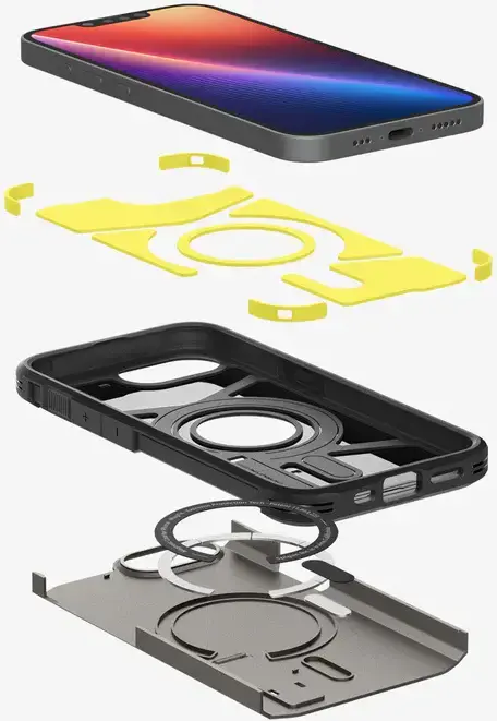 Spigen Tough Armor iPhone 16e Hoesje MagSafe Back Cover Gunmetal afbeelding 10