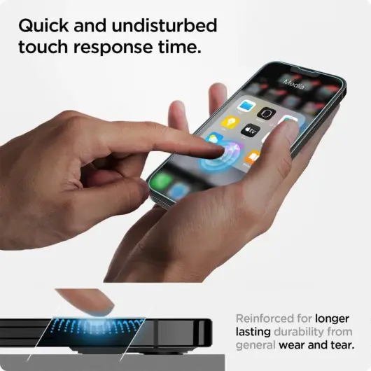 Spigen EZ Fit Glas.tR iPhone 16e/14/13/13 Pro HD Sensor Open afbeelding 4