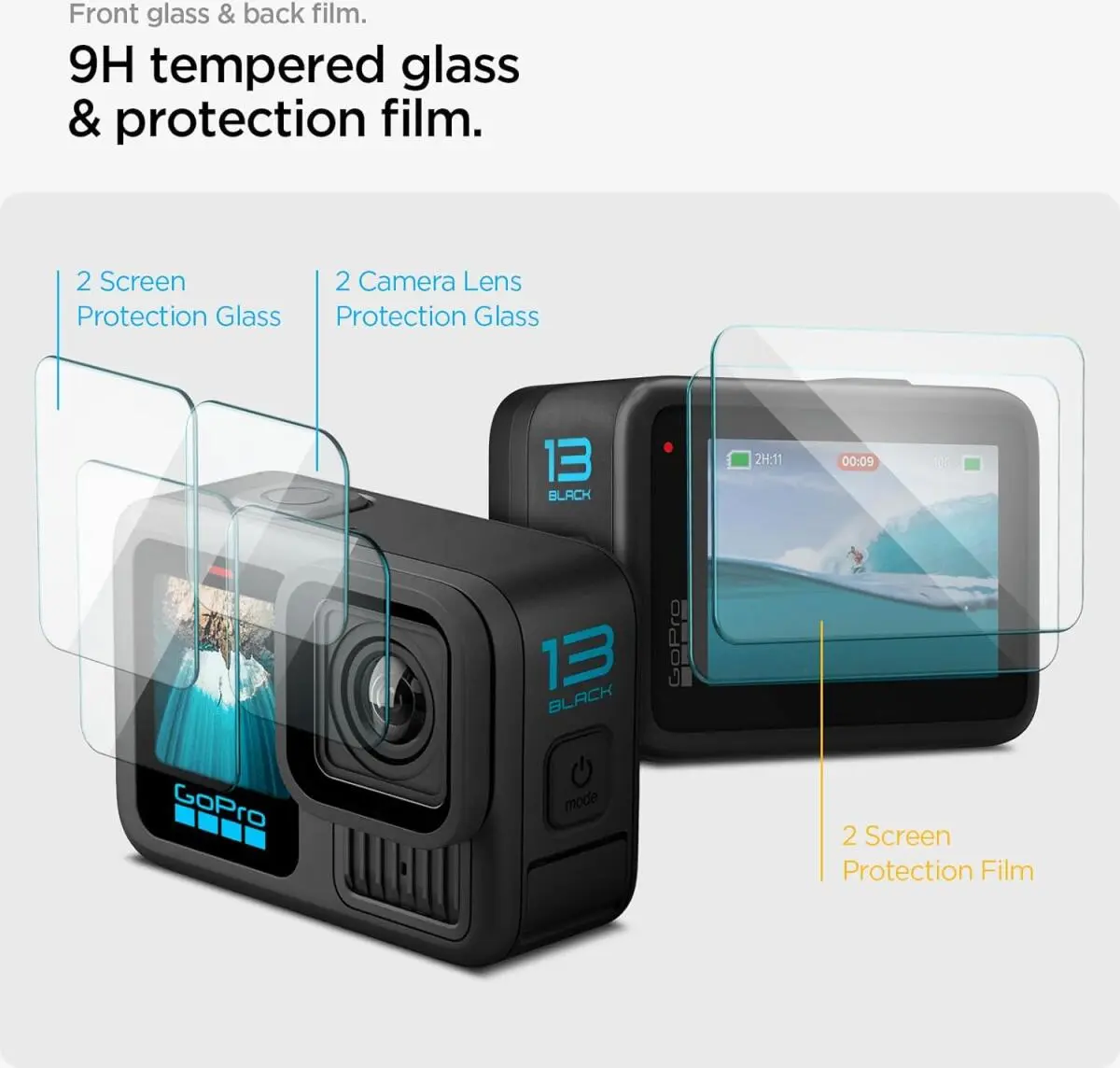 Spigen Glas.tR Slim GoPro HERO 13 Screen Protector Tempered Glass (Multi Pack) afbeelding 3