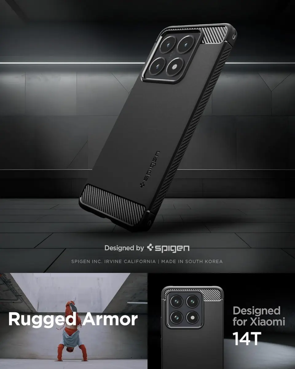 Spigen Rugged Armor Xiaomi 14T Hoesje Back Cover Zwart afbeelding 3