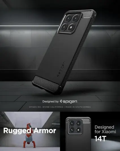 Spigen Rugged Armor Xiaomi 14T Hoesje Back Cover Zwart afbeelding 3