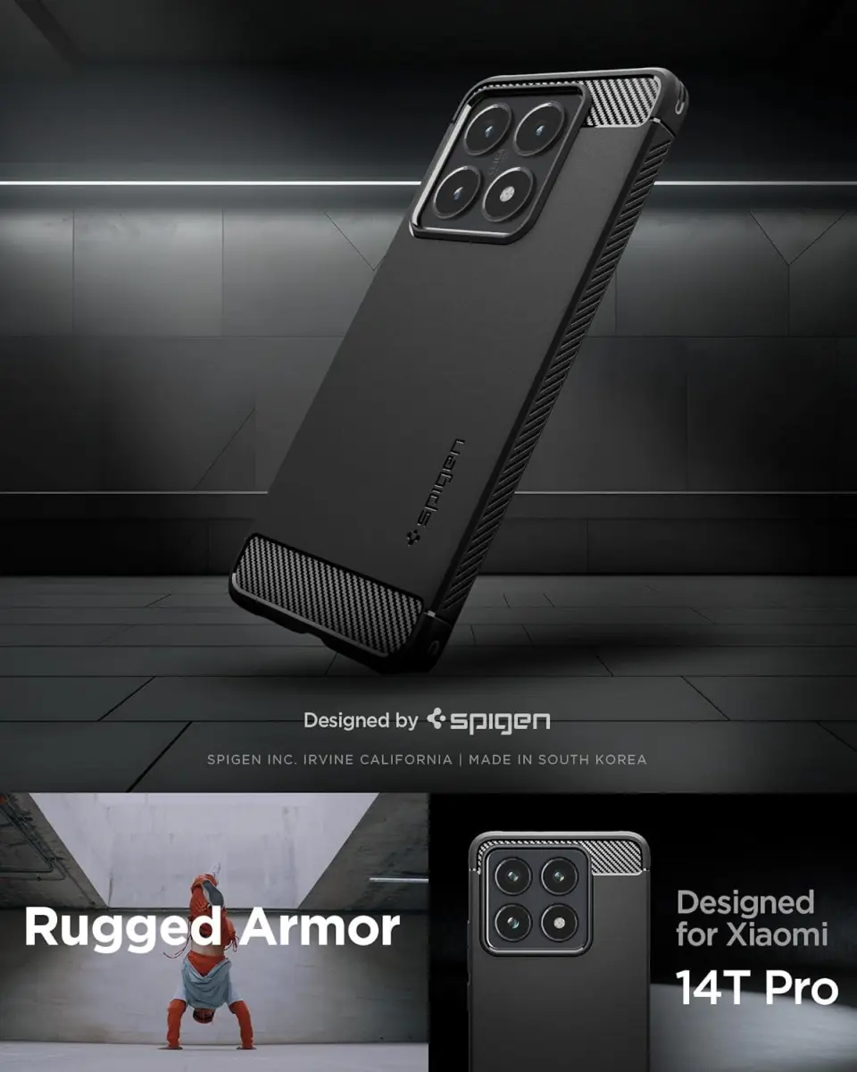 Spigen Rugged Armor Xiaomi 14T Pro Hoesje Back Cover Zwart afbeelding 2
