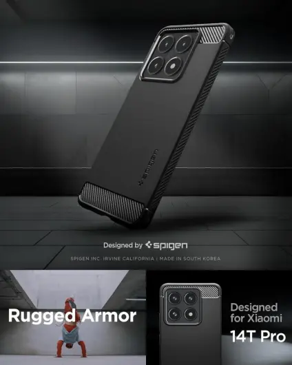 Spigen Rugged Armor Xiaomi 14T Pro Hoesje Back Cover Zwart afbeelding 2