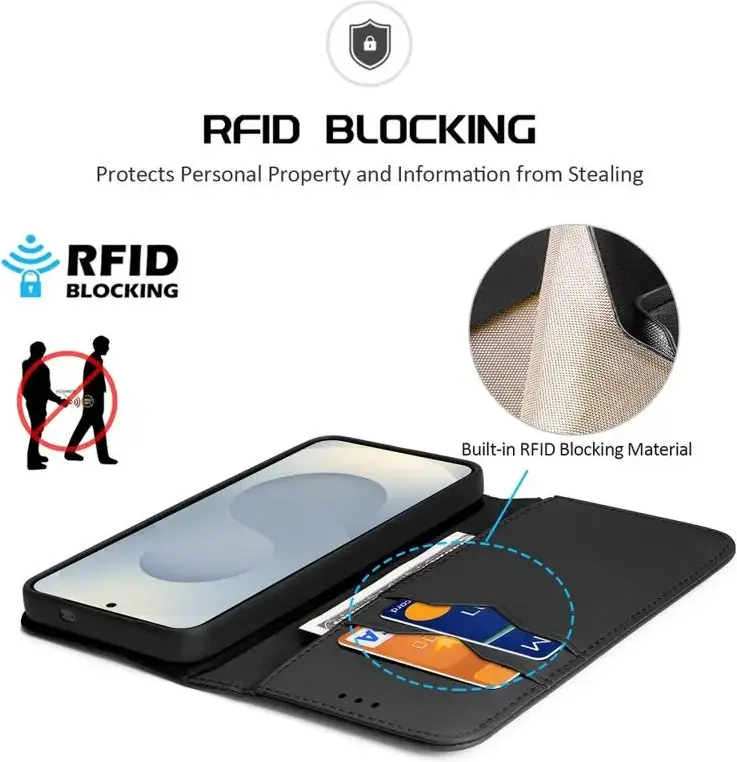 Dux Ducis Hivo Samsung Galaxy S25 Edge Hoesje RFID Book Case Zwart afbeelding 3