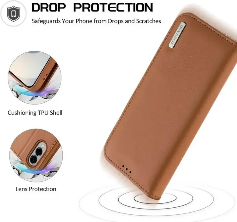 Dux Ducis Hivo Samsung Galaxy S25 Edge Hoesje RFID Book Case Bruin afbeelding 4