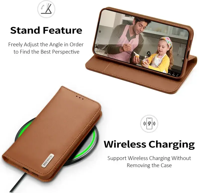Dux Ducis Hivo Samsung Galaxy S25 Edge Hoesje RFID Book Case Bruin afbeelding 5