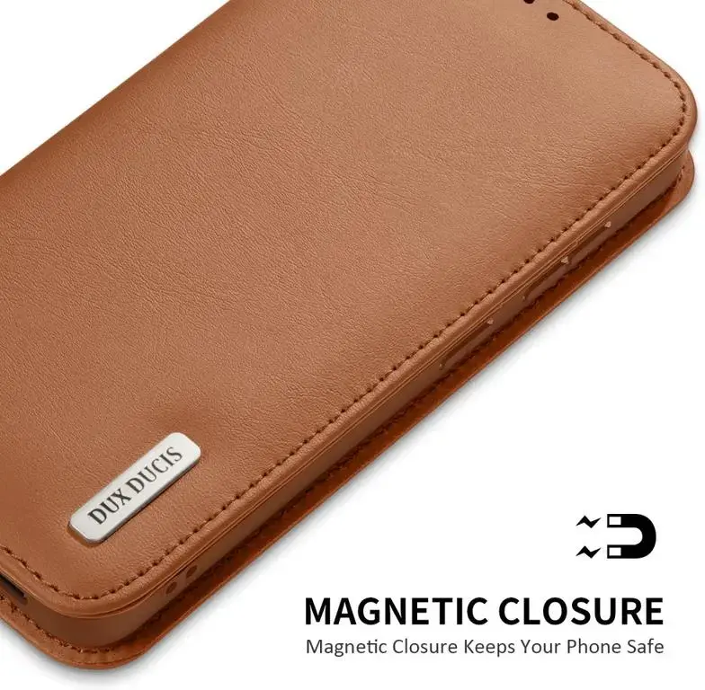 Dux Ducis Hivo Samsung Galaxy S25 Edge Hoesje RFID Book Case Bruin afbeelding 6