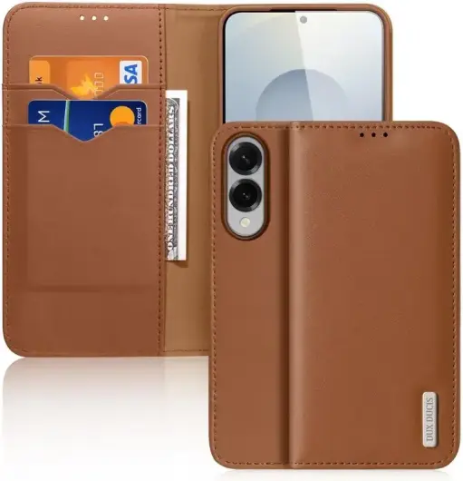 Dux Ducis Hivo Samsung Galaxy S25 Edge Hoesje RFID Book Case Bruin afbeelding 1