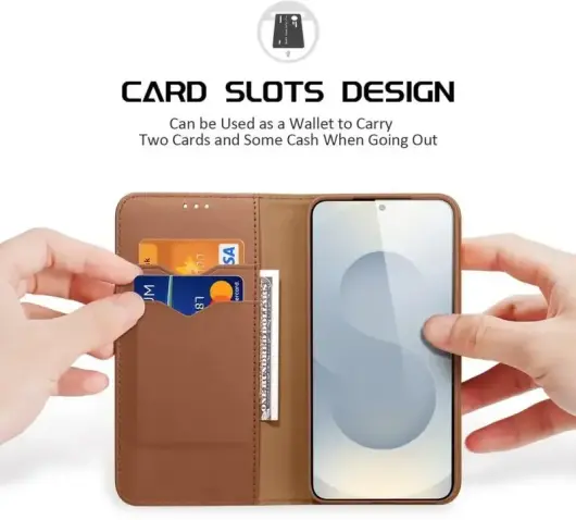 Dux Ducis Hivo Samsung Galaxy S25 Edge Hoesje RFID Book Case Bruin afbeelding 2