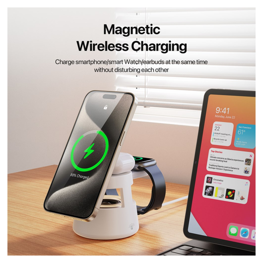 Duzzona W23 5-in-1 Draadloze MagSafe Oplader 15W met Bluetooth Speaker afbeelding 8