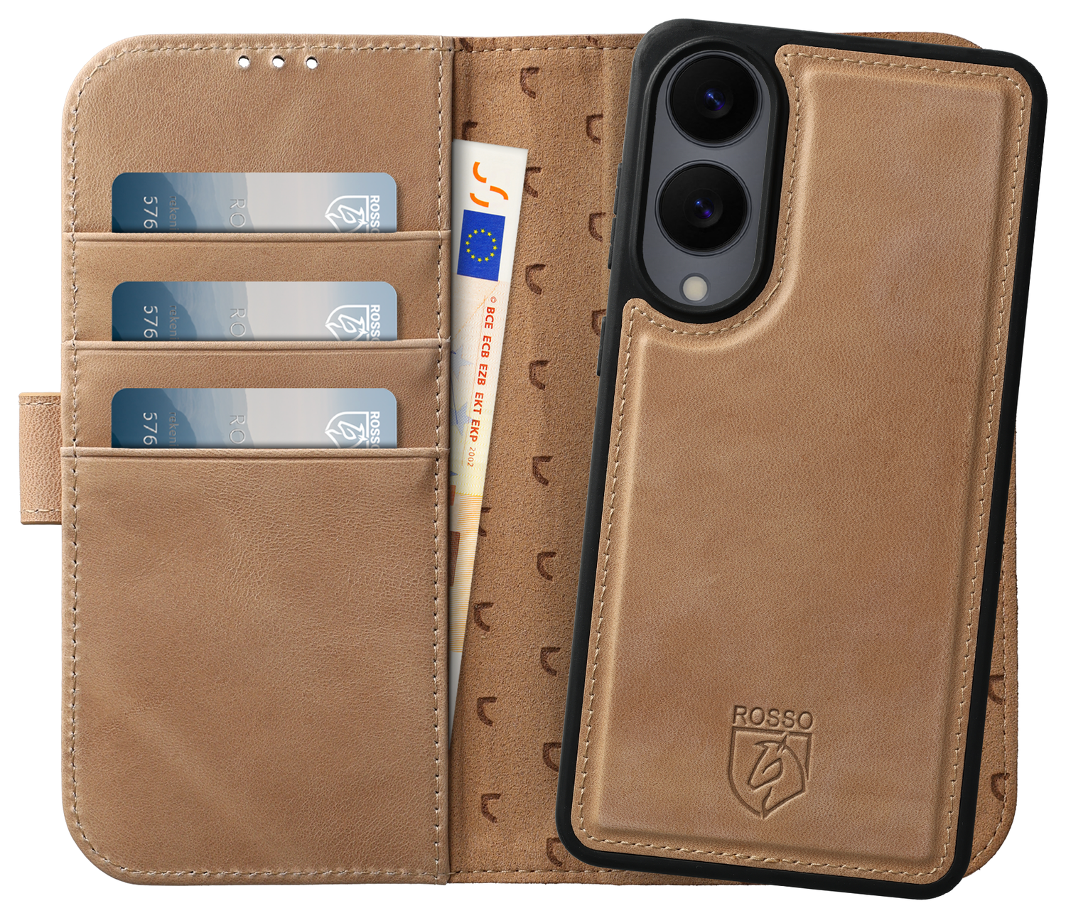 Rosso Elite Samsung Galaxy S25 Edge Hoesje met MagSafe Book Case Echt Leer Brown afbeelding 1