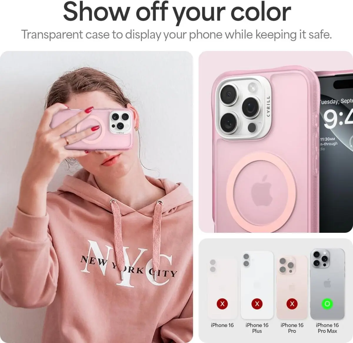 Spigen Cyrill Ultra Sheer Apple iPhone 16 Pro Max Hoesje met MagSafe Roze afbeelding 3