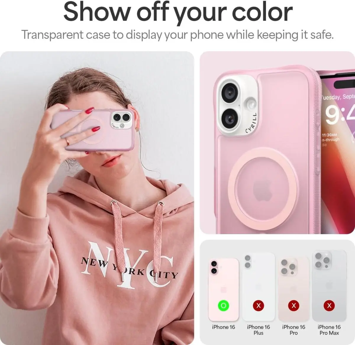 Spigen Cyrill Ultra Sheer Apple iPhone 16 Hoesje met MagSafe Roze afbeelding 3