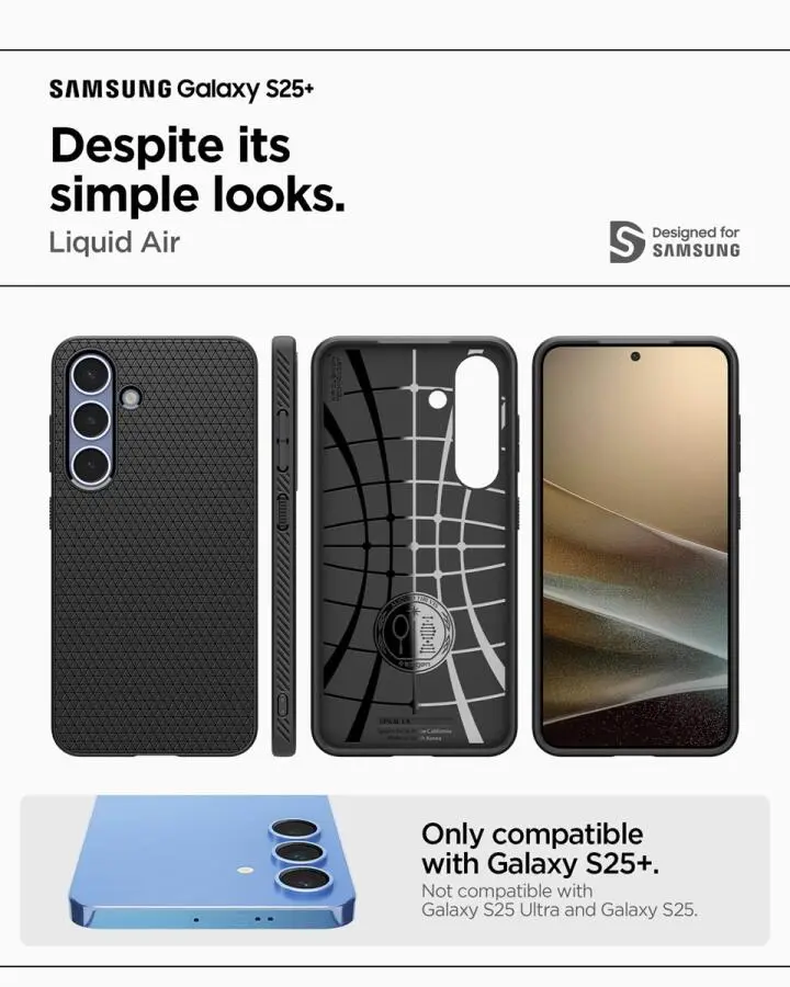 Spigen Liquid Air Samsung Galaxy S25 Plus Hoesje Back Cover Matte Zwart afbeelding 3