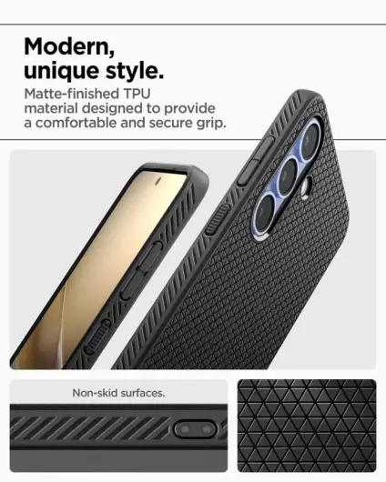 Spigen Liquid Air Samsung Galaxy S25 Plus Hoesje Back Cover Matte Zwart afbeelding 5