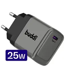 Buddi Power 25W Power Adapter Fast Charge USB-C Snellader Grijs afbeelding