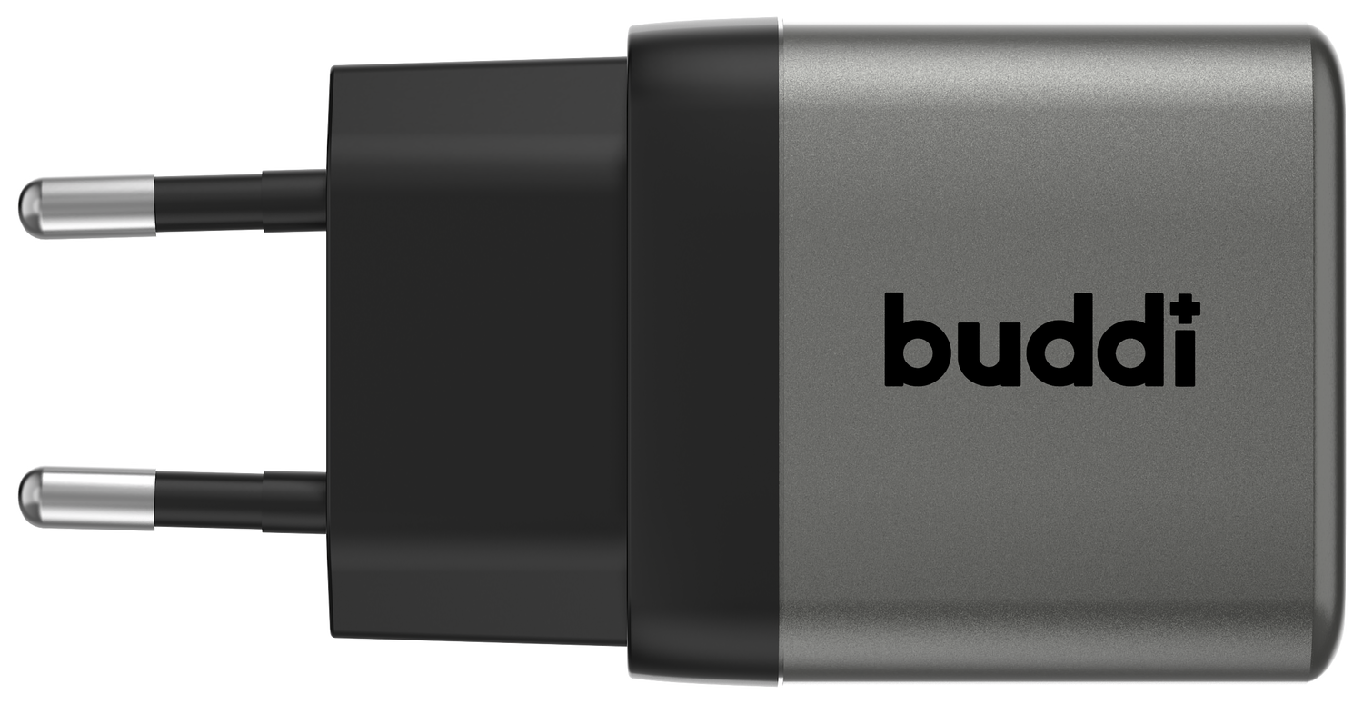 Buddi Power 25W Power Adapter Fast Charge USB-C Snellader Grijs afbeelding 2