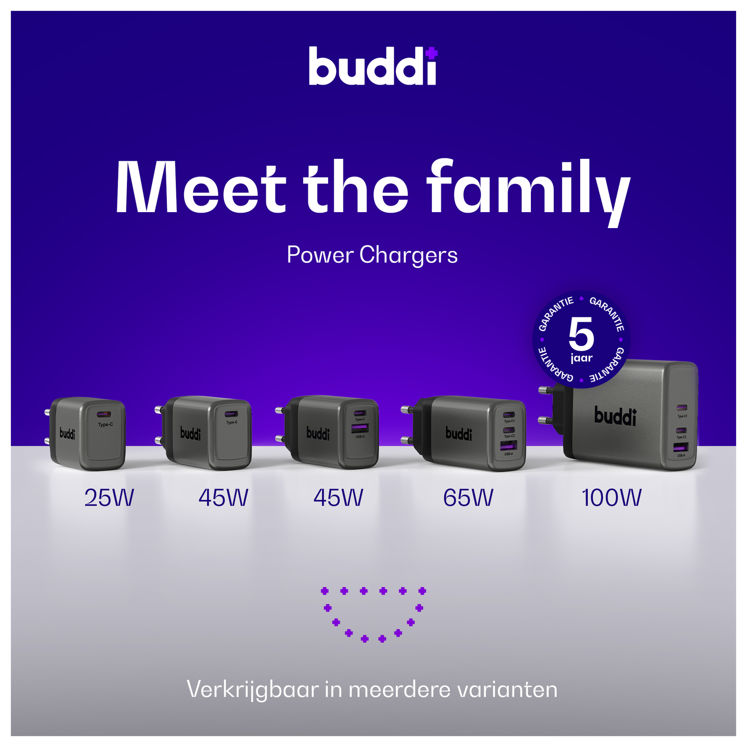 Buddi Power 25W Power Adapter Fast Charge USB-C Snellader Grijs afbeelding 7