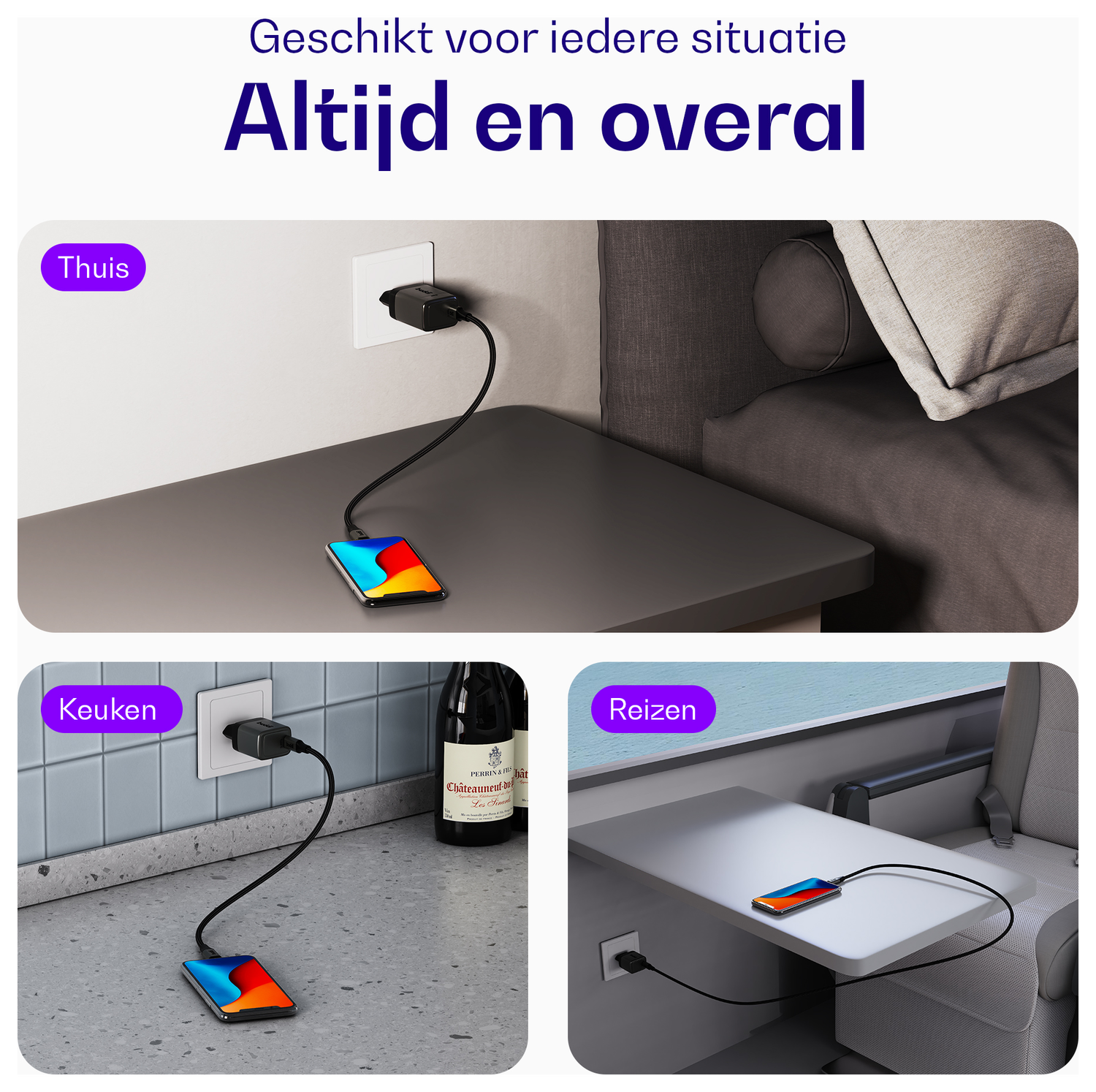Buddi Power 25W Power Adapter Fast Charge USB-C Snellader Grijs afbeelding 5