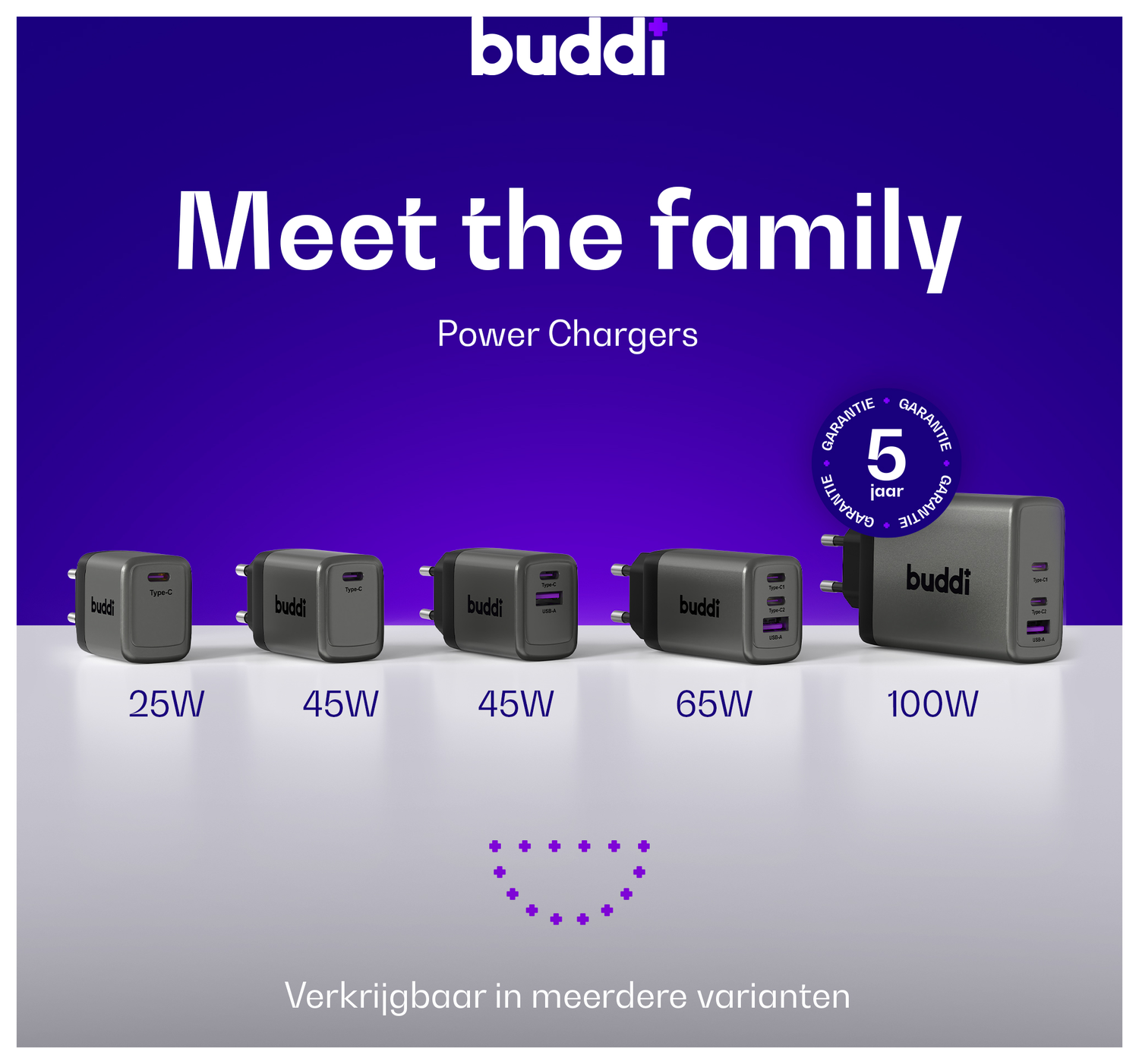 Buddi Power 25W Power Adapter Fast Charge USB-C Snellader Grijs afbeelding 7