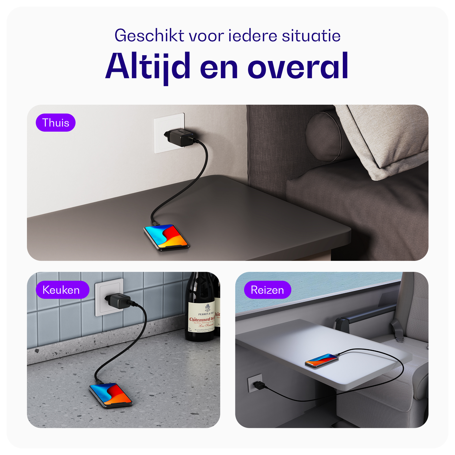 Buddi Power 25W Power Adapter Fast Charge USB-C Snellader Grijs afbeelding 5