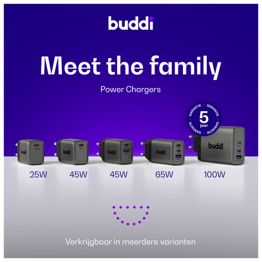 Buddi Power 25W Power Adapter Fast Charge USB-C Snellader Grijs afbeelding 7