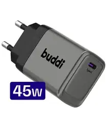 Buddi Power 45W Power Adapter Fast Charge USB-C Snellader Grijs afbeelding