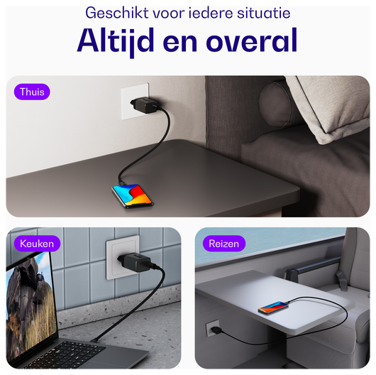Buddi Power 45W Power Adapter Fast Charge USB-C Snellader Grijs afbeelding 5