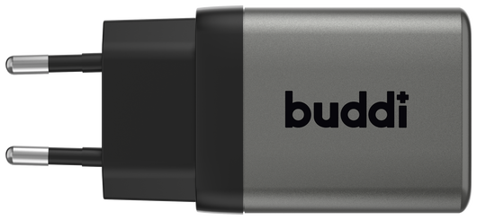 Buddi Power 45W Power Adapter Fast Charge USB-C + USB-A Snellader Grijs afbeelding 2