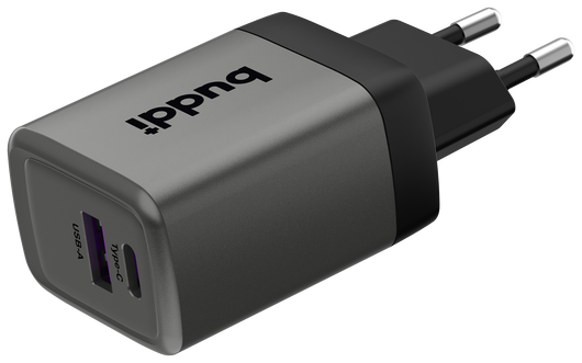 Buddi Power 45W Power Adapter Fast Charge USB-C + USB-A Snellader Grijs afbeelding 11