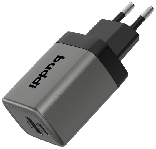 Buddi Power 45W Power Adapter Fast Charge USB-C + USB-A Snellader Grijs afbeelding 9
