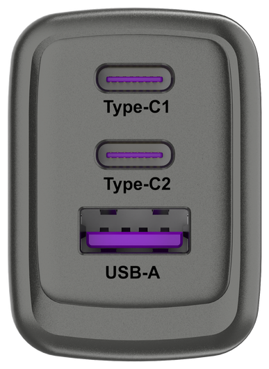 Buddi Power 65W Power Adapter Fast Charge 2x USB-C + USB-A Snellader Grijs afbeelding 12