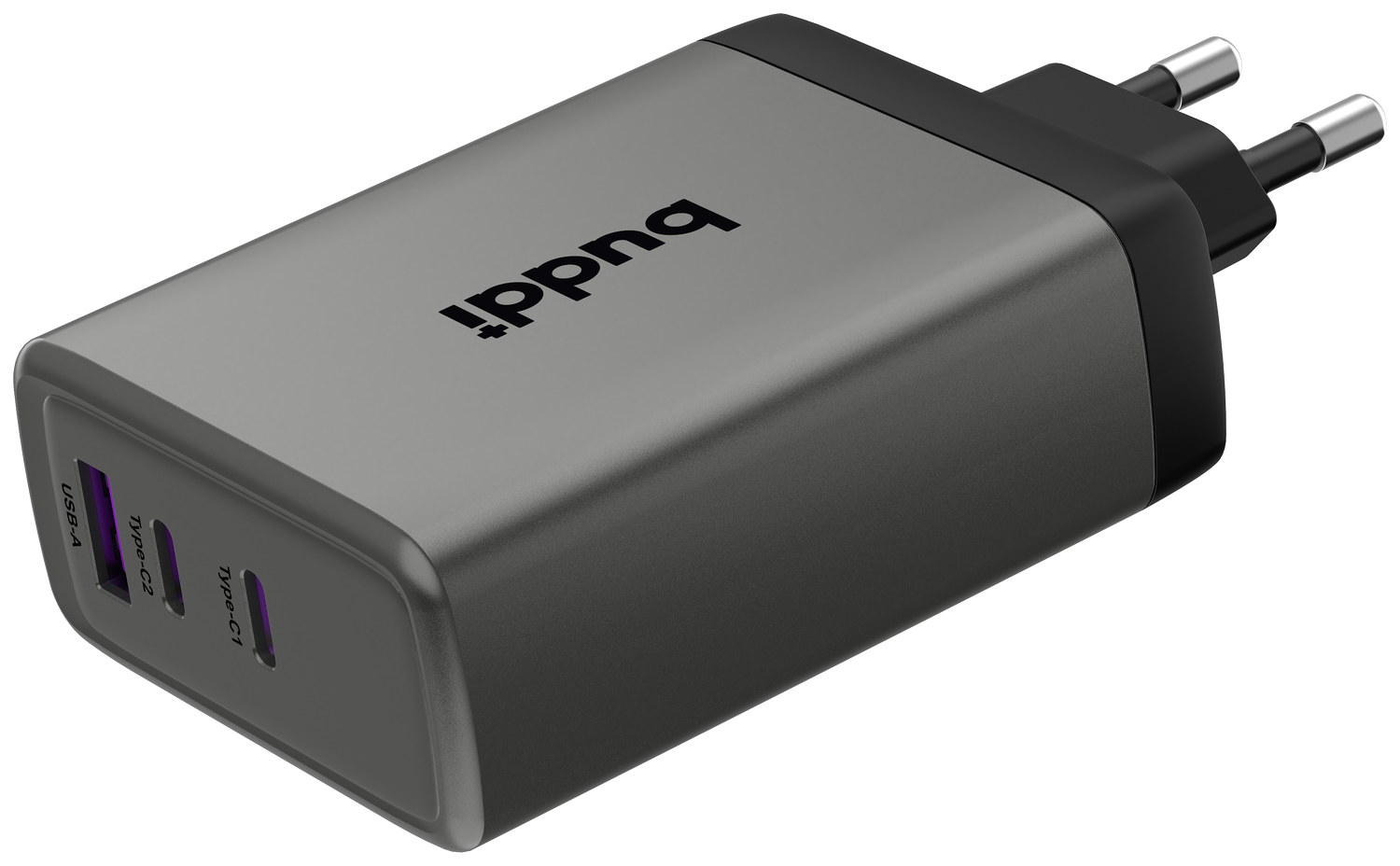 Buddi Power 100W Power Adapter Fast Charge 2x USB-C + USB-A Snellader Grijs afbeelding 11