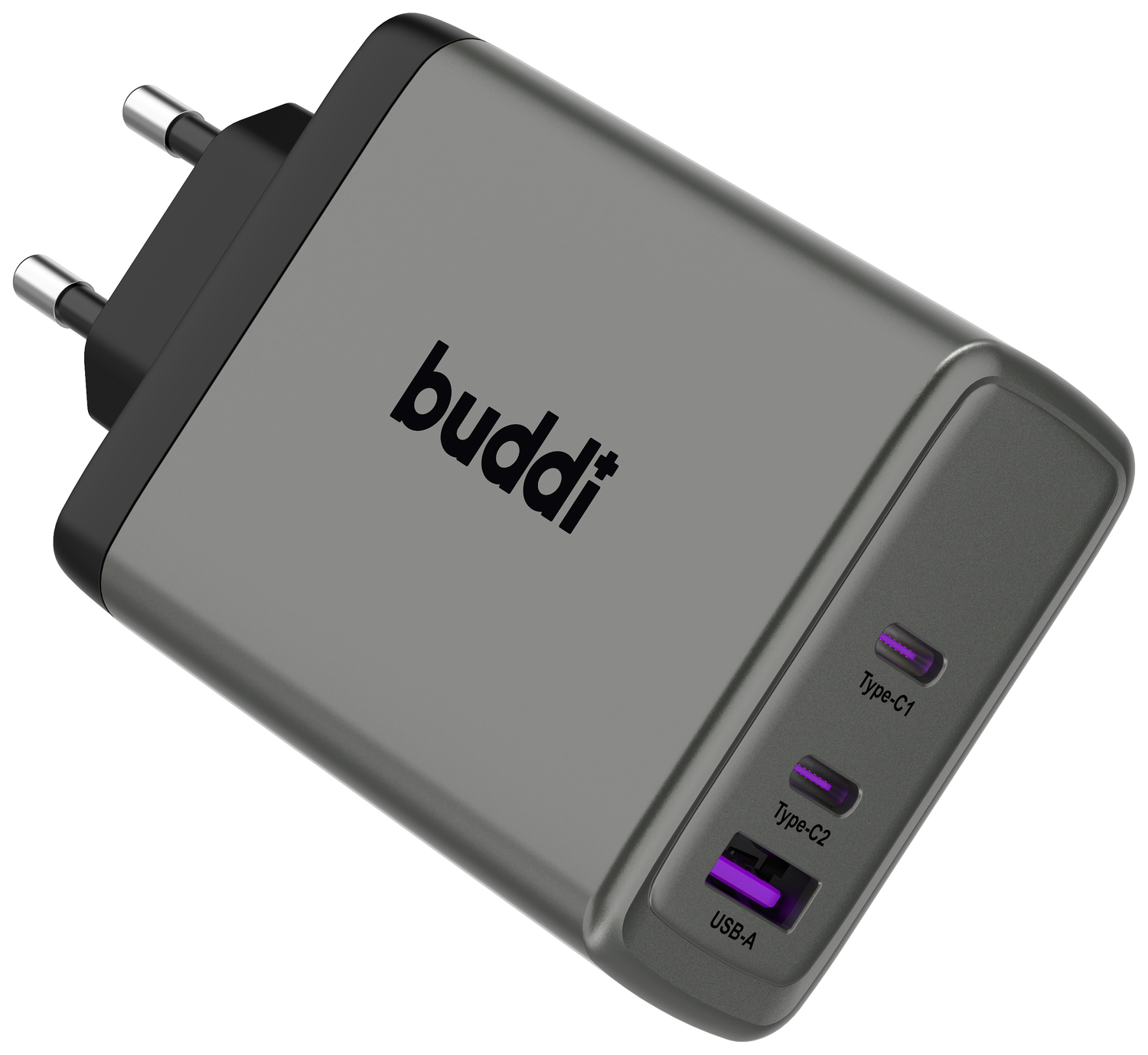 Buddi Power 100W Power Adapter Fast Charge 2x USB-C + USB-A Snellader Grijs afbeelding 17