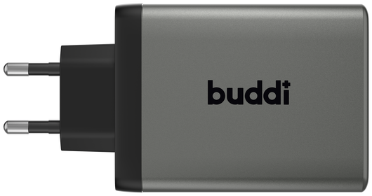 Buddi Power 100W Power Adapter Fast Charge 2x USB-C + USB-A Snellader Grijs afbeelding 2