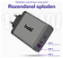 Buddi Power 100W Power Adapter Fast Charge 2x USB-C + USB-A Snellader Grijs afbeelding 3