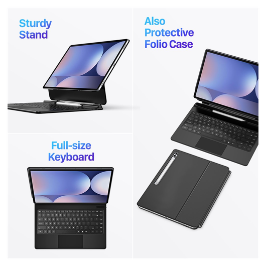 Dux Ducis Samsung Galaxy Tab S10/S9/S8 Ultra Hoes Bluetooth Toetsenbord Zwart afbeelding 3