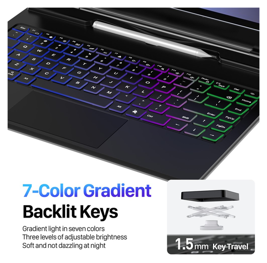 Dux Ducis Samsung Galaxy Tab S10/S9/S8 Ultra Hoes Bluetooth Toetsenbord Zwart afbeelding 5