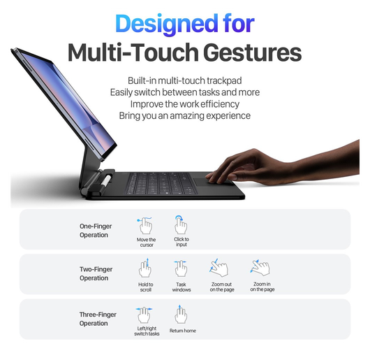 Dux Ducis Samsung Galaxy Tab S10/S9/S8 Ultra Hoes Bluetooth Toetsenbord Zwart afbeelding 7