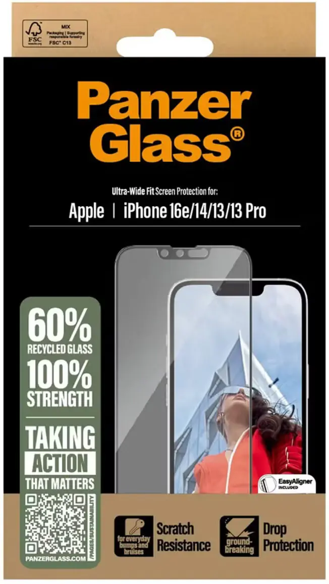 PanzerGlass Ultra-Wide iPhone 16e/15/14/13 Screen Protector Anti-Bacterieel afbeelding 1