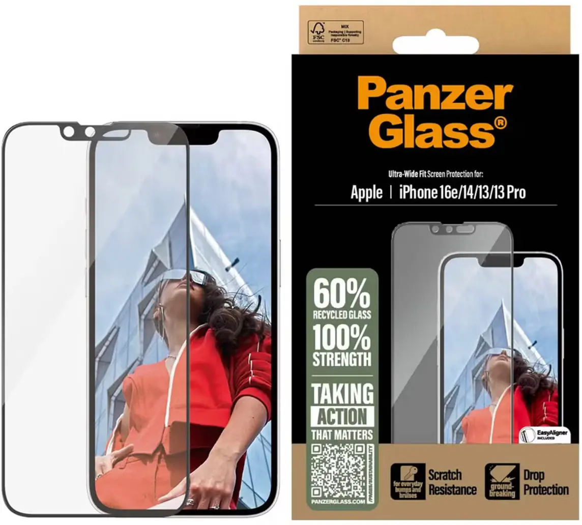 PanzerGlass Ultra-Wide iPhone 16e/15/14/13 Screen Protector Anti-Bacterieel afbeelding 4