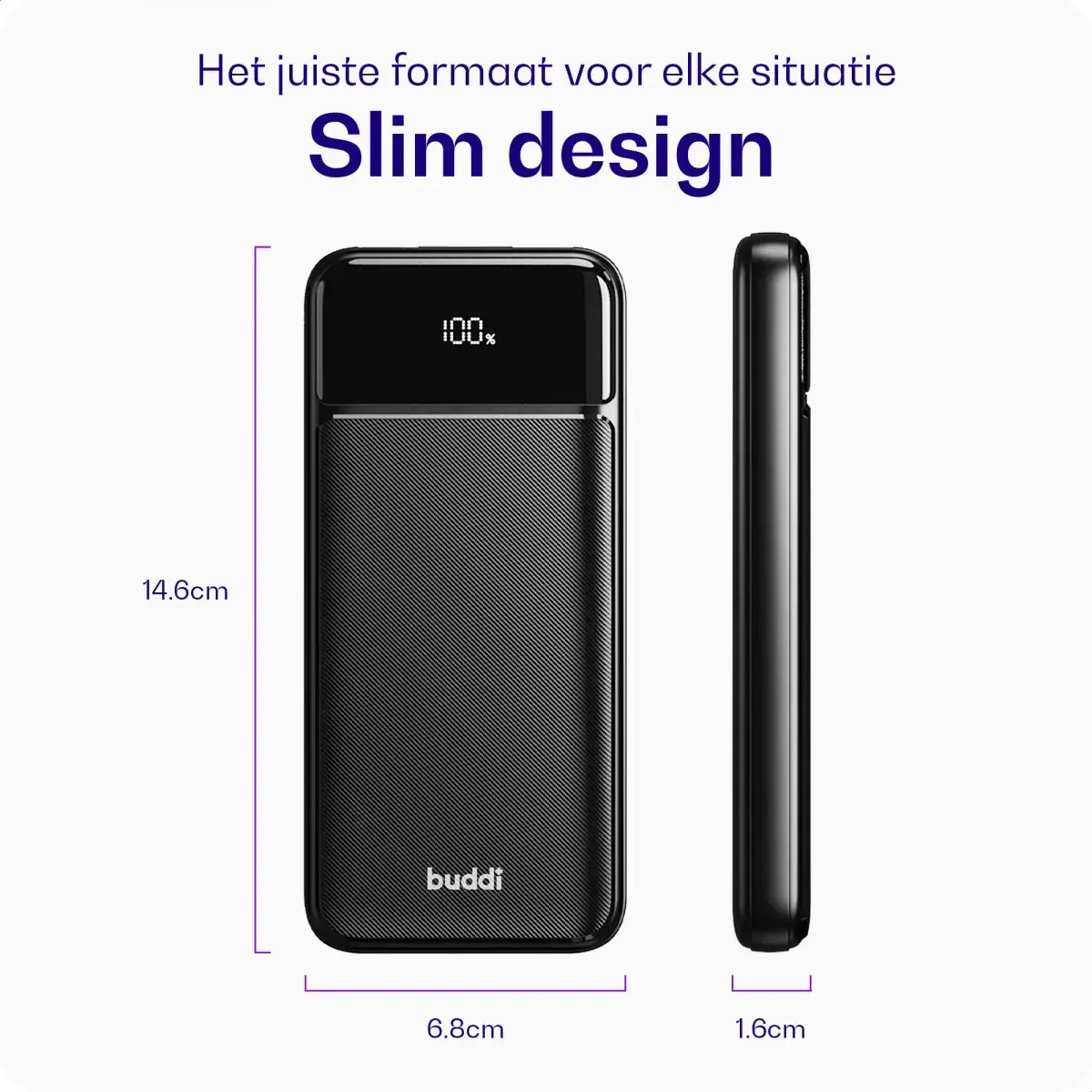 Buddi Boost 10.000 mAh Powerbank Met Display Duo Pack Zwart 22.5W afbeelding 8