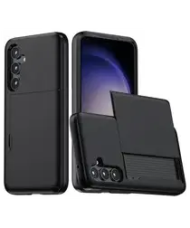 Samsung Galaxy A56 / A36 Hoesje met Slider Kaarthouder Back Cover Zwart afbeelding