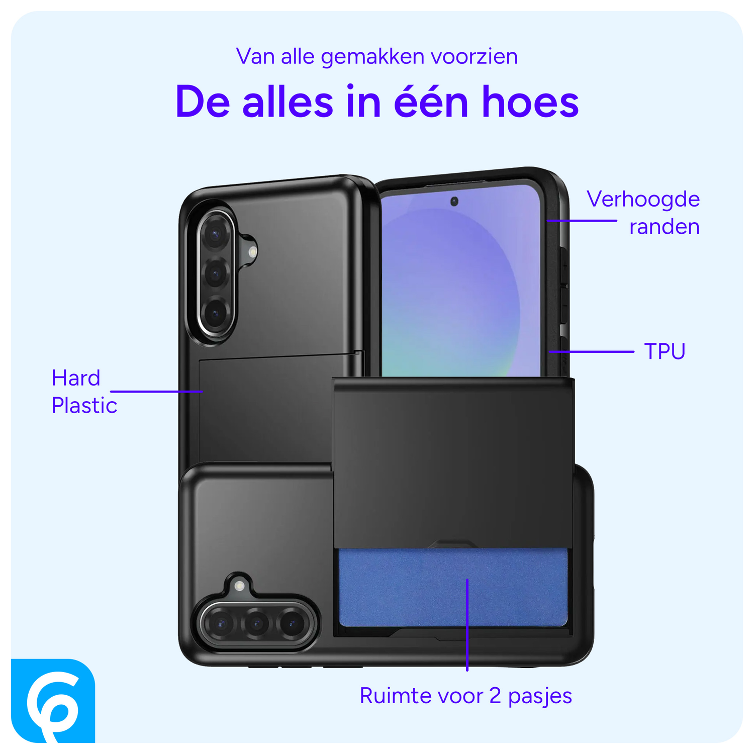 Samsung Galaxy A56 / A36 Hoesje met Slider Kaarthouder Back Cover Zwart afbeelding 4