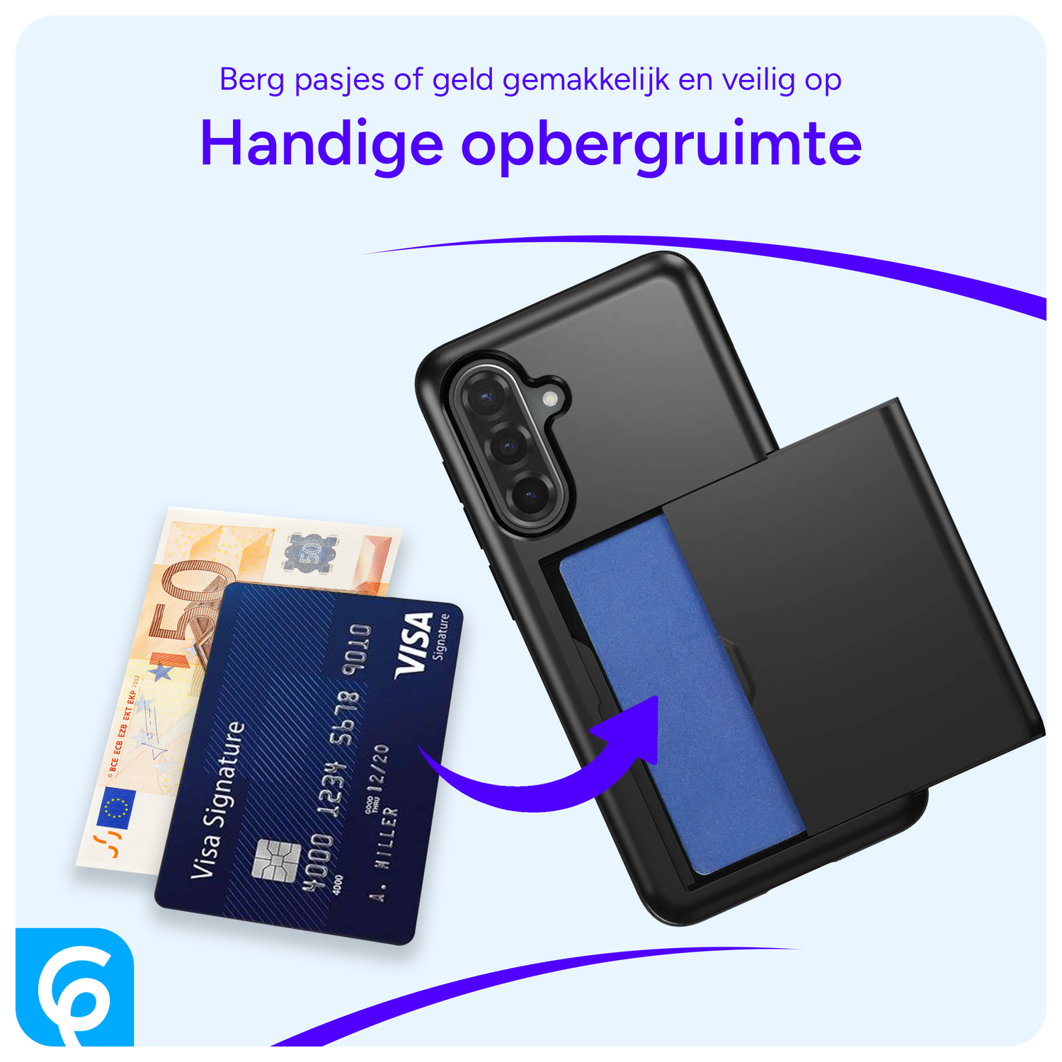 Samsung Galaxy A56 / A36 Hoesje met Slider Kaarthouder Back Cover Zwart afbeelding 5
