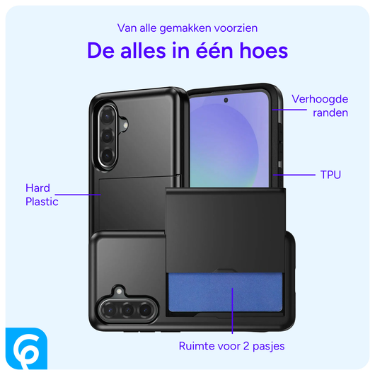 Samsung Galaxy A56 / A36 Hoesje met Slider Kaarthouder Back Cover Zwart afbeelding 4