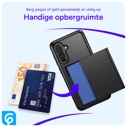 Samsung Galaxy A56 / A36 Hoesje met Slider Kaarthouder Back Cover Zwart afbeelding 5
